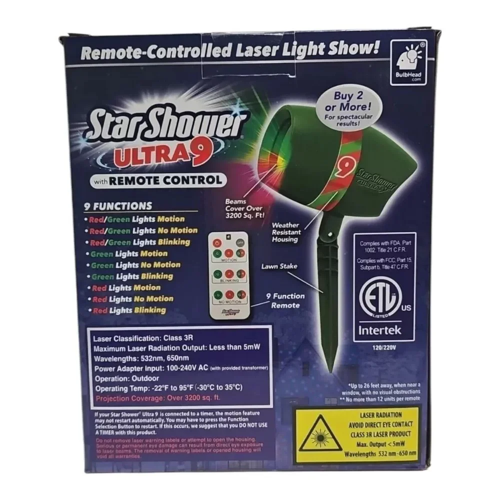 Star Shower Ultra 9 with Remote Holiday Laser Light Show Projector As Seen on TV